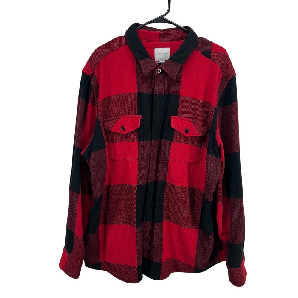 American Eagle Red Plaid Flannel Shirt Mens XXXL Grunge 90s Streetwear Casual